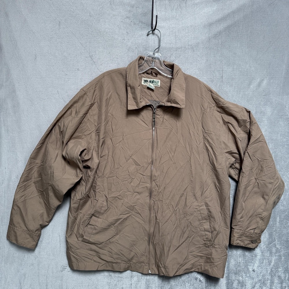 Haband Jacket Mens XL Brown Microfiber Full Zip Lined Lightweight Windbreaker